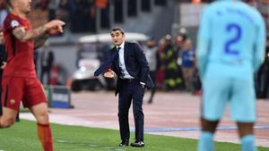 Valverde en el Olímpico durante aquel fatídico Roma-Barça de 2018