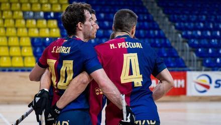 Los azulgranas celebran uno de los goles